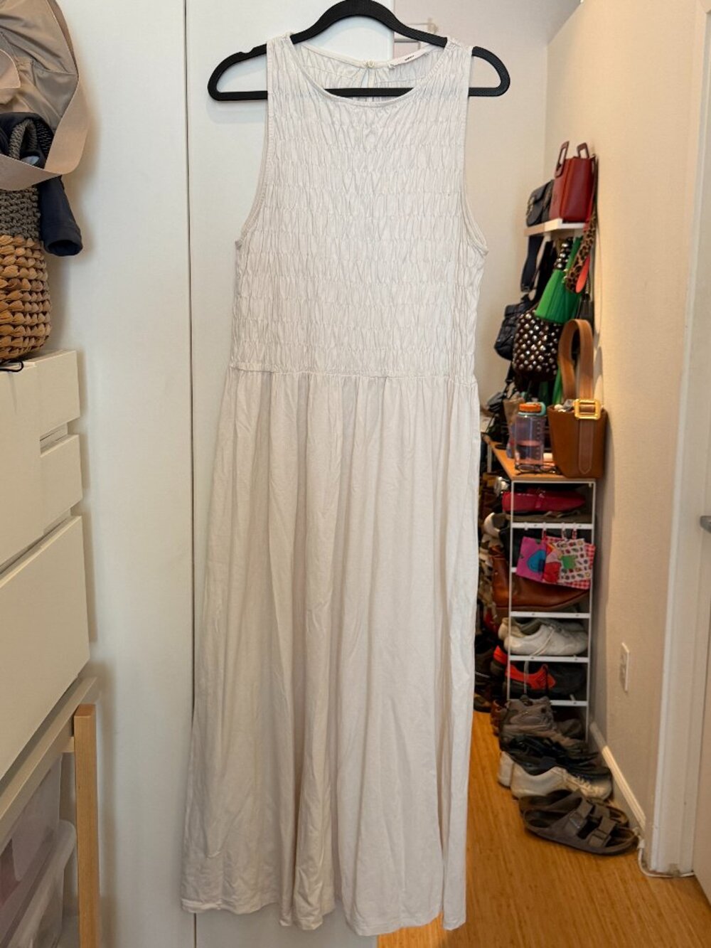 Mango Mixed Fabric White Maxi Dress Size Medium/US 8